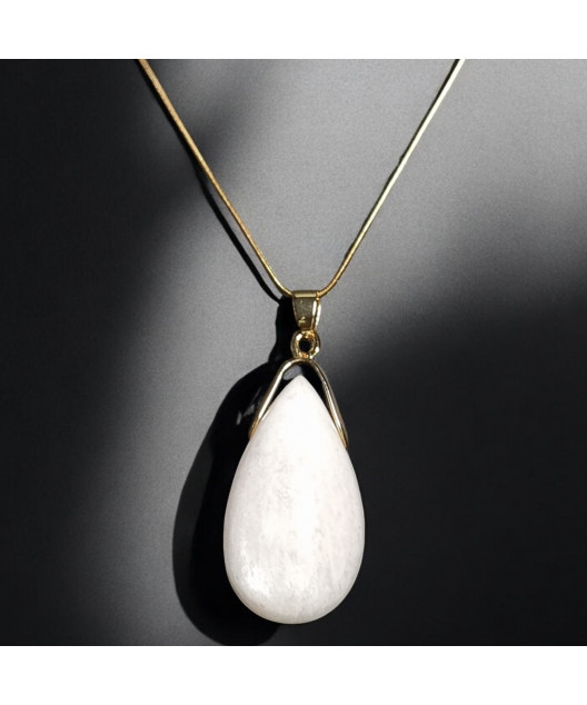 Pendentif Pierre de lune avec chaîne plaquée or