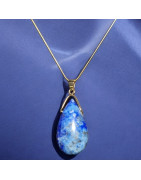 Pendentif Lapis-lazuli avec chaîne plaquée or