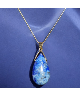 Pendentif Lapis-lazuli avec chaîne plaquée or