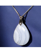 Pendentif Calcédoine avec chaîne réglable