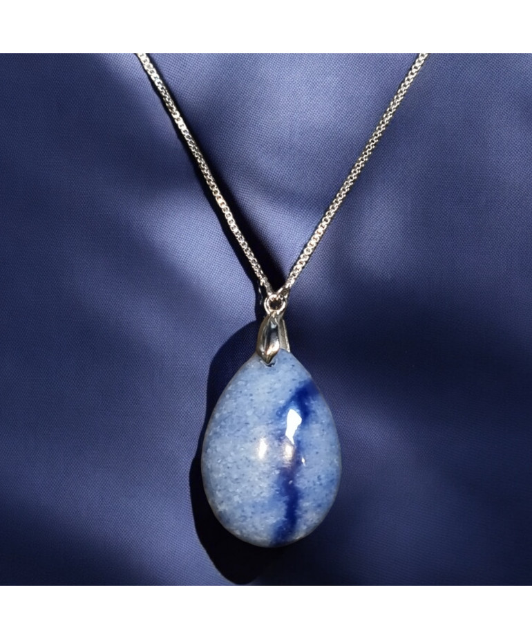 Pendentif Aventurine bleue avec chaîne