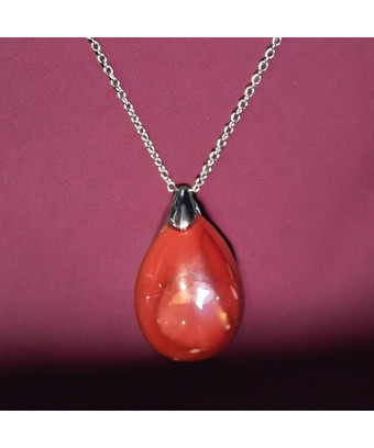 Pendentif Jaspe rouge avec chaîne