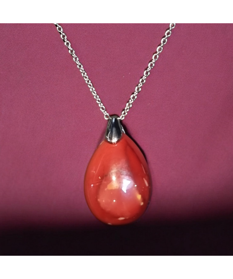 Pendentif Jaspe rouge avec chaîne