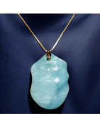 Pendentif Amazonite sur chaîne plaquée or réglable