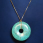 Pendentif Turquoise Donut sur chaîne plaquée or réglable