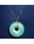 Pendentif Turquoise Donut sur chaîne plaquée or réglable