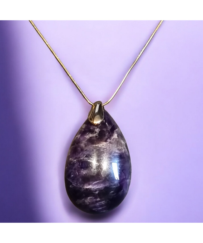 Pendentif Améthyste avec chaîne Plaquée or
