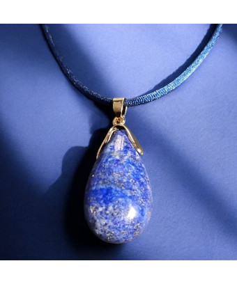 Pendentif Lapis-lazuli sur cordon bleu réglable