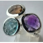 Bague topaze bleue - améthyste - citrine argent 925 Taille 57