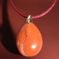 Pendentif Jaspe rouge sur cordon rouge réglable