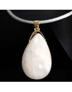 Pendentif Pierre de lune avec cordon gris réglable