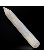 Bâton de massage Sélénite pointe monoterminée 16 cm