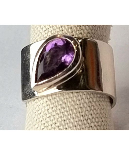 Bague améthyste argent 925 taille réglable