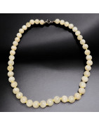 Collier Calcite jaune pierres rondes 8mm