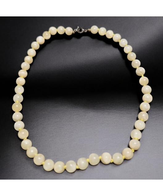 Collier Calcite jaune pierres rondes 8mm
