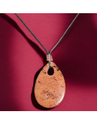 Pendentif Obsidienne acajou sur cordon réglable