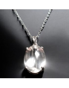 Pendentif Cristal de roche Argent 925 avec chaîne
