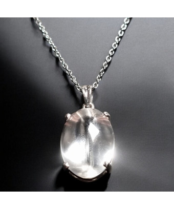 Pendentif Cristal de roche Argent 925 avec chaîne