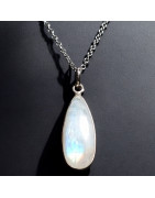 Pendentif Pierre de lune Argent 925 sur chaîne