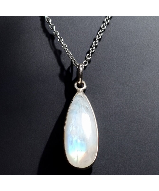 Pendentif Pierre de lune Argent 925 sur chaîne