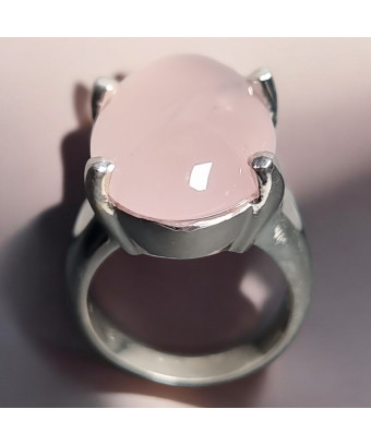Bague Quartz rose Argent 925 Taille 53