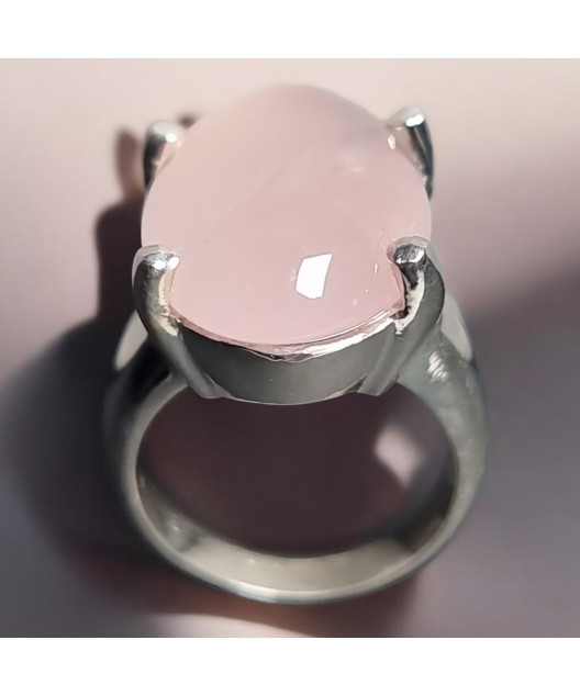 Bague Quartz rose Argent 925 Taille 53