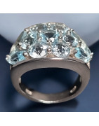 Bague Topaze bleue Argent 925 Taille 52