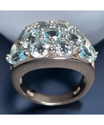 Bague Topaze bleue Argent 925 Taille 52