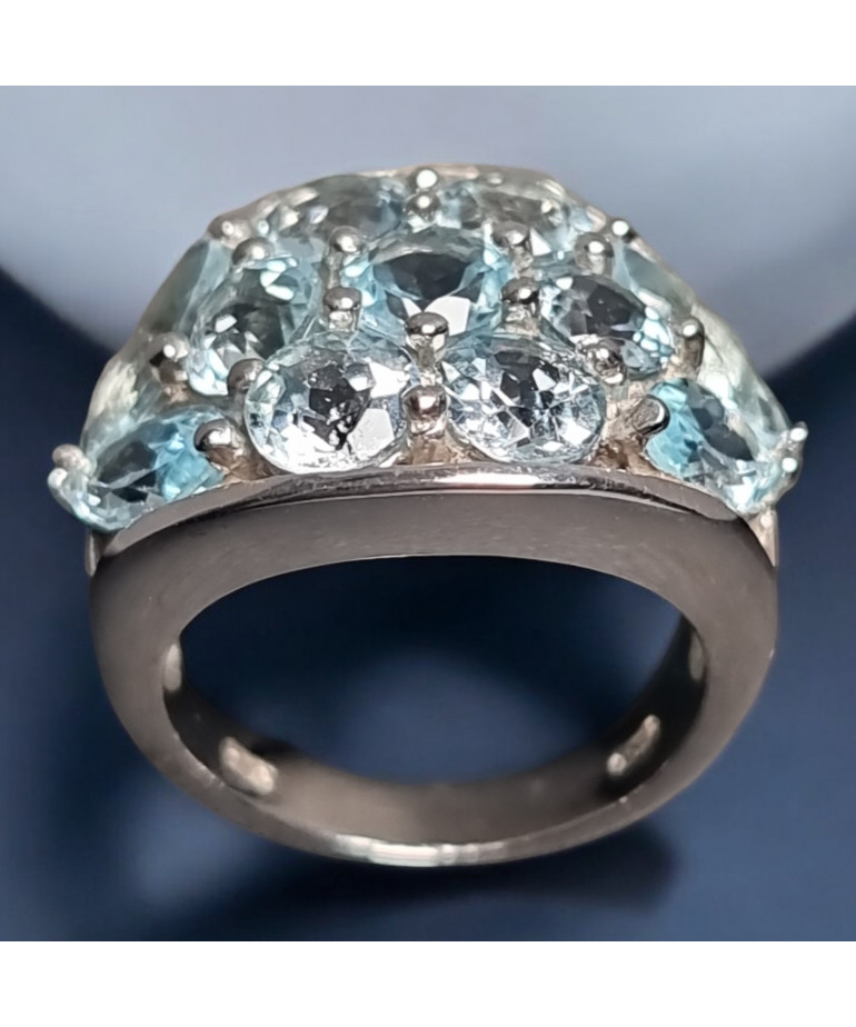 Bague Topaze bleue Argent 925 Taille 52