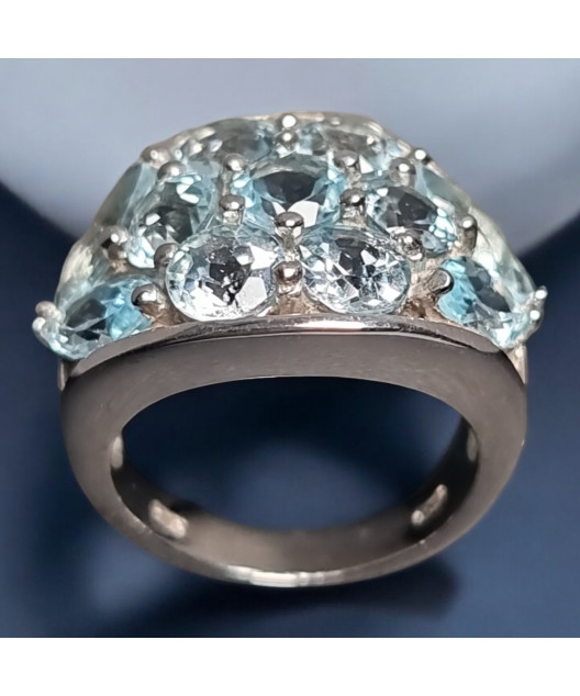Bague Topaze bleue Argent 925 Taille 52