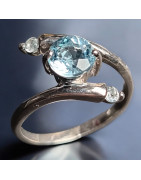 Bague Topaze bleue Argent 925 Taille 59