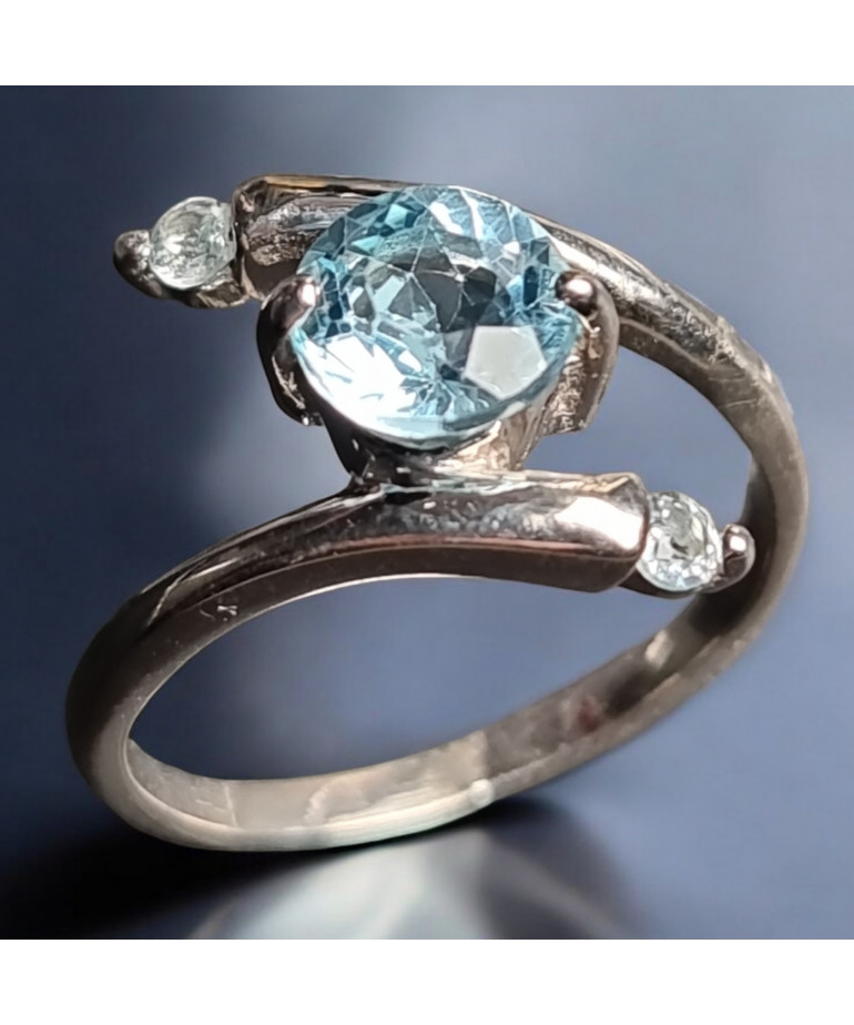 Bague Topaze bleue Argent 925 Taille 59