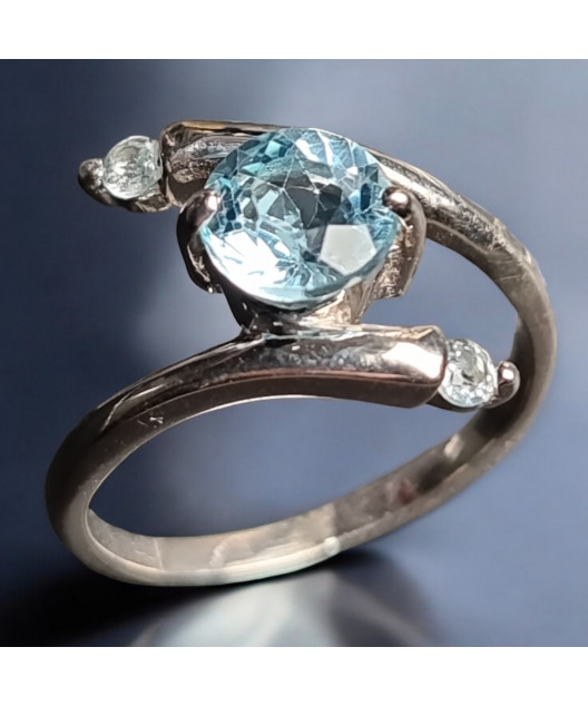 Bague Topaze bleue Argent 925 Taille 59