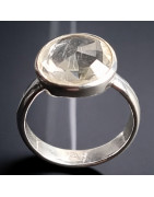 Bague Cristal de roche facetté Argent 925 Taille 55