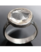 Bague Cristal de roche facetté Argent 925 Taille 57