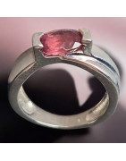 Bague Tourmaline rose Argent 925 Taille 52