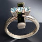 Bague Aigue marine et Tourmaline verte Argent 925 Taille