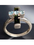 Bague Aigue marine et Tourmaline verte Argent 925 Taille