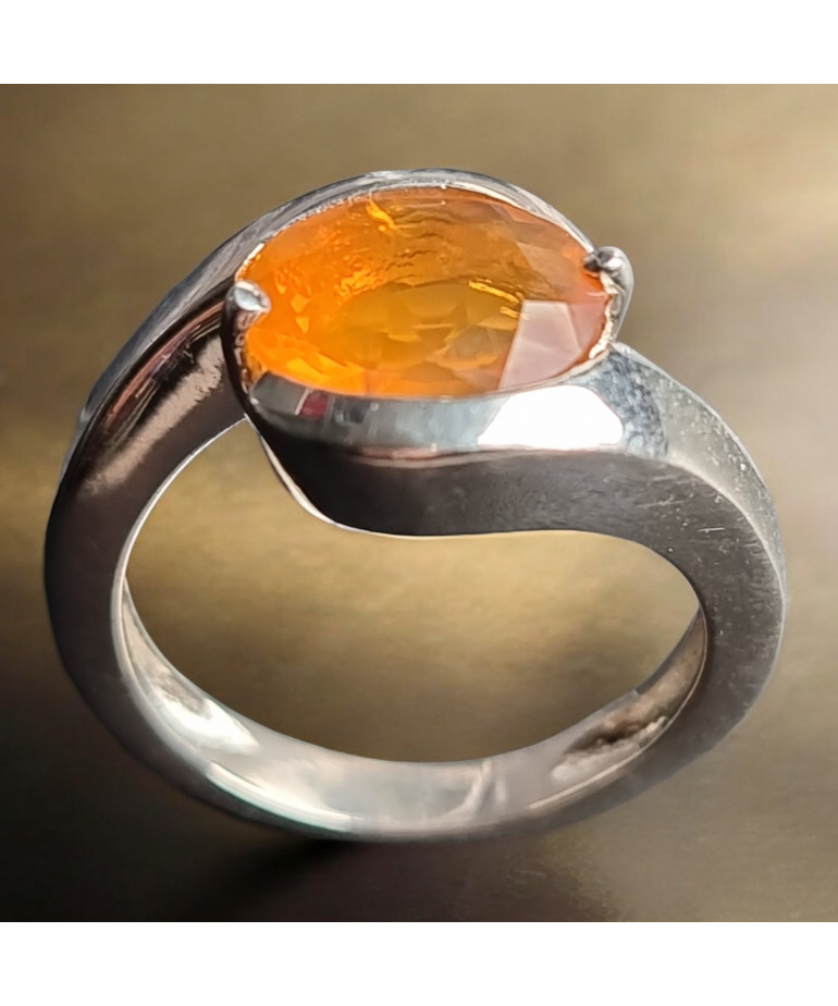 Bague Opale de feu Argent 925 Taille 51