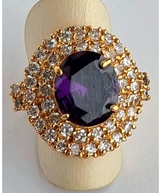 Bague améthyste plaquée or taille 55