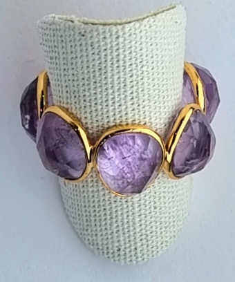 Bague améthyste plaquée or Niiki PARIS taille 56