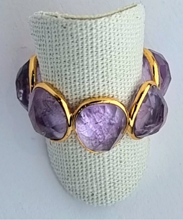 Bague améthyste plaquée or Niiki PARIS taille 56