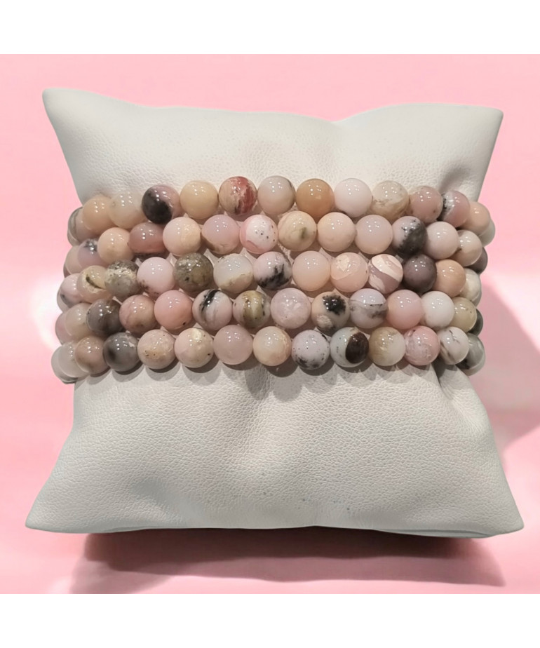 Bracelet Opale rose Pierres Rondes