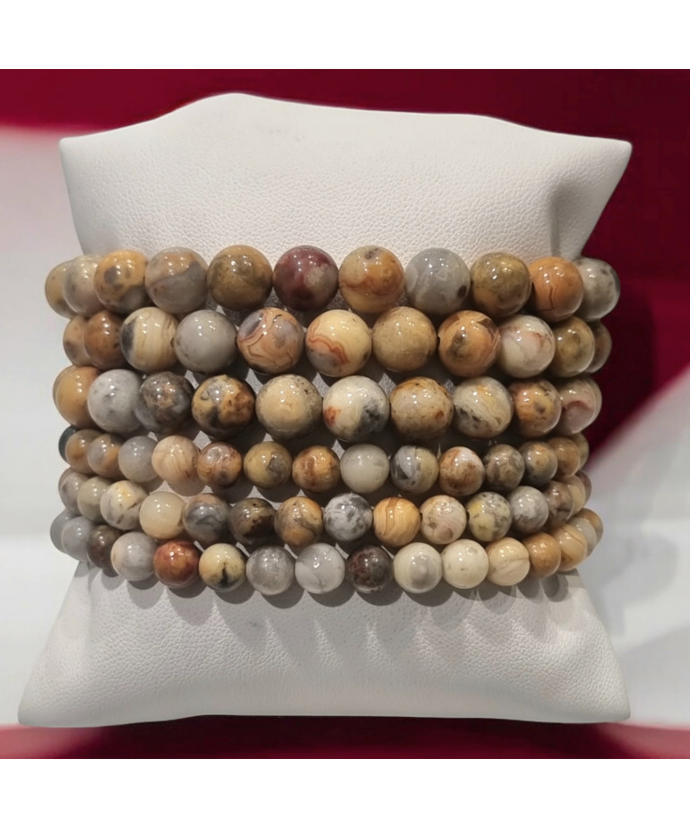 Bracelet Agate Crazy Lace Pierres rondes