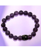 Bracelet Améthyste Pierres rondes 10mm avec insert