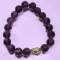 Bracelet Améthyste Pierres rondes 10mm avec Tête de Bouddha