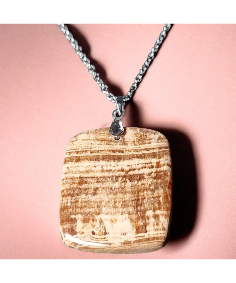 Pendentif Aragonite Rectangulaire avec chaîne