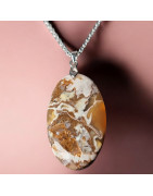 Pendentif Jaspe Bréchique Ovale sur chaîne