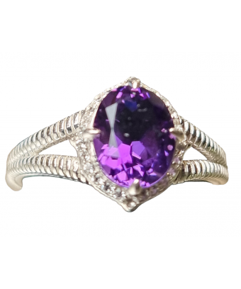 Bague améthyste argent 925 taille 58