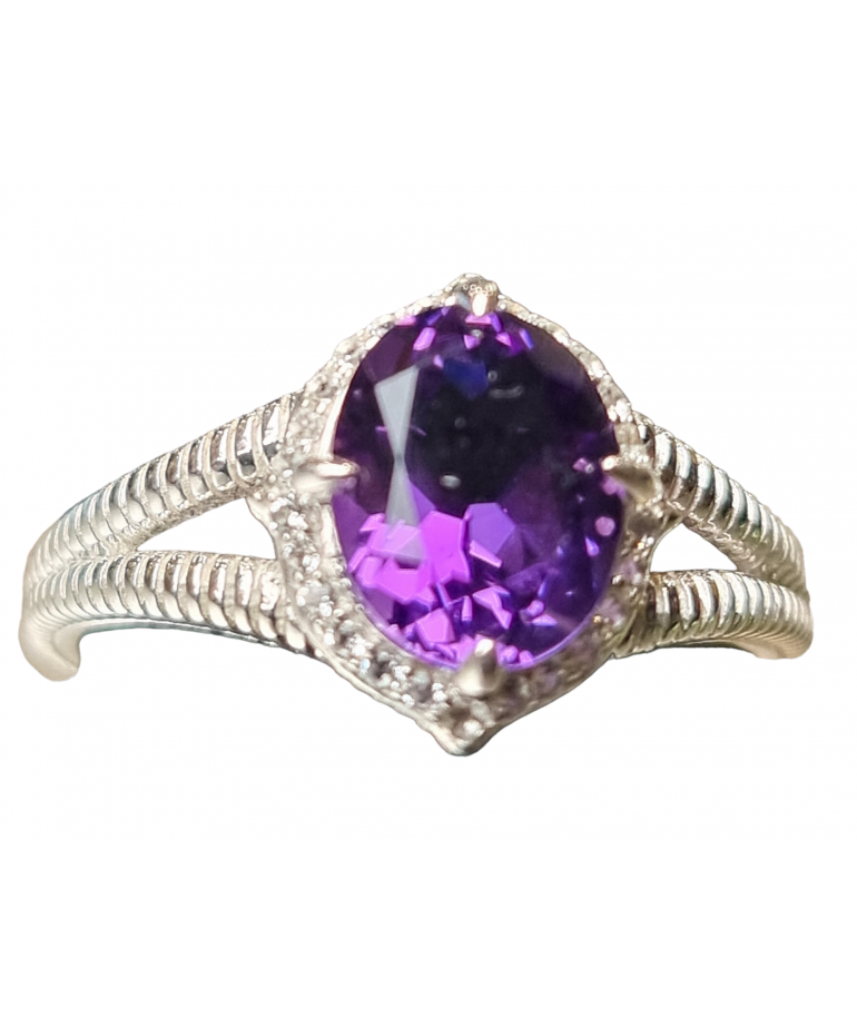 Bague améthyste argent 925 taille 58